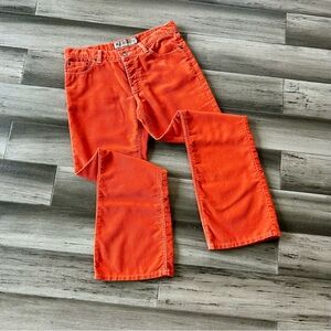 Vintage Y2K Early 2000s American Eagle Low Rise Bootcut Corduroy Pants in Orange